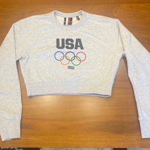 Kith light gray USA Olympic cropped crew neck sweatshirt - size small